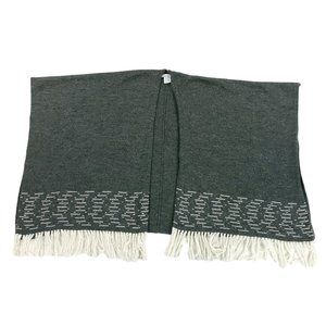 Noonday Collection Womens Alpaca Wool Blend Cape Wrap Shawl Cardigan Gray Fringe